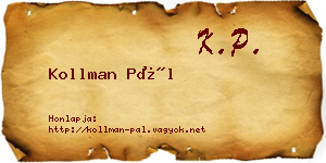 Kollman Pál névjegykártya